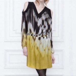 ANTHROPOLOGIE Silk Ombre Ikat Cold Shoulder Dress 12